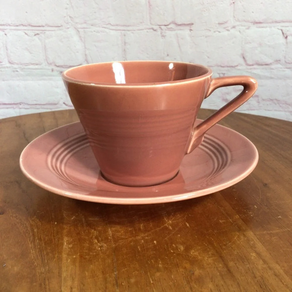 Vintage Homer Laughlin Harlequin Mauve Rose Fiesta Cup and Saucer Set - Picture 1 of 8